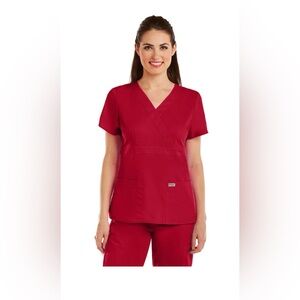 NEW Grey's Anatomy Barco's Scrub Top 3 Pocket Mock Wrap Women's XXS
